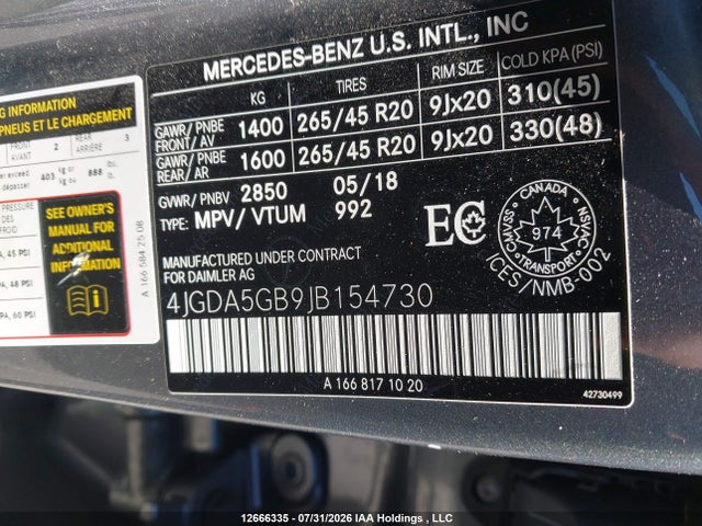 2018 Mercedes-benz Gle 400 4matic მანქანა იყიდება აუქციონზე, vin: 4JGDA5GB9JB154730, აუქციონის ნომერი: 12666335