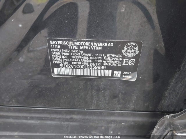 BMW X4 Xdrive30i 2020 5UX2V1C00L9B59999 Image 9