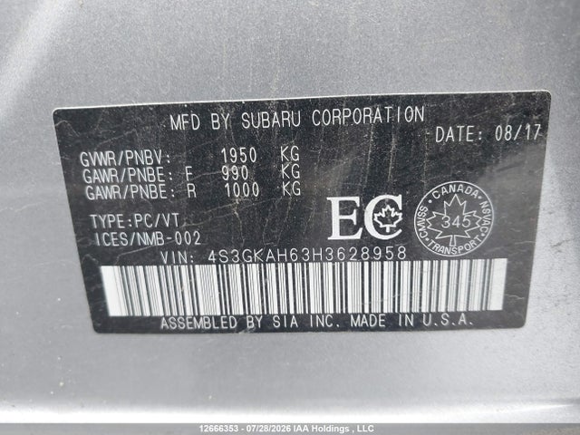 Subaru Impreza 2017 4S3GKAH63H3628958 Image 9