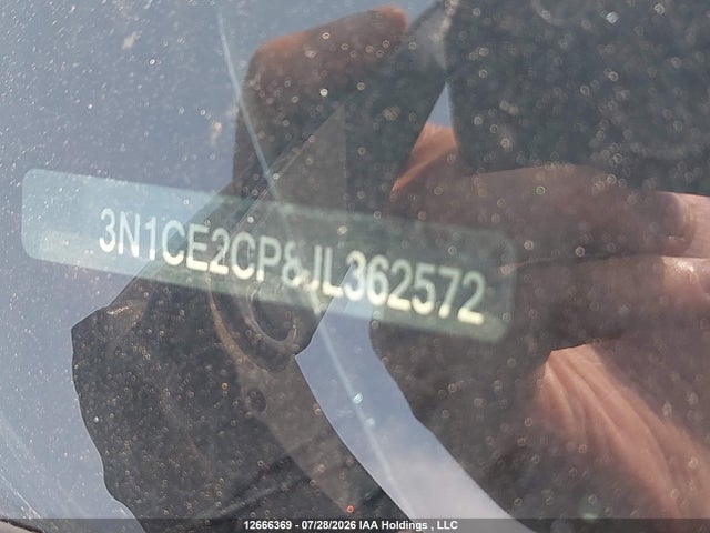 12666369 :رقم المزاد ، 3N1CE2CP8JL362572 vin ، 2018 Nissan Versa Note 1.6 S/1.6 Sr/1.6 Sv مزاد بيع
