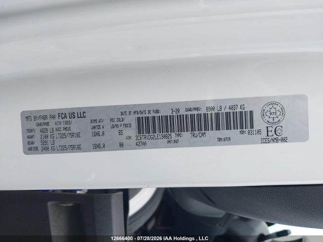 RAM Promaster 2500 2500 High 2020 3C6TRVDG2LE130825 Image 9