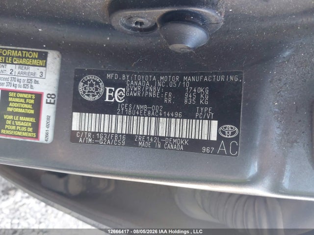 2010 Toyota Corolla Ce მანქანა იყიდება აუქციონზე, vin: 2T1BU4EE8AC414496, აუქციონის ნომერი: 12666417