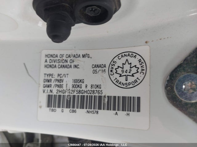 Honda Civic Lx 2016 2HGFC2F58GH028765 Image 17