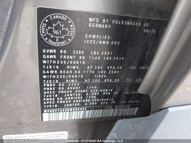 Aukcja sprzedaży 2011 Volkswagen Tiguan 2.0 Tsi Comfortline/2.0 Tsi Highline/2.0 Tsi Trendline, vin: WVGBV7AX6BW500884, numer aukcji: 12666448