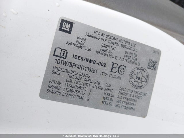 GMC SAVANA CARGO VAN 2017 1GTW7BFF4H1133251 Image 9