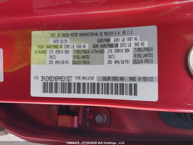 Продаж на аукціоні авто 2023 Mazda Cx-30 Preferred, vin: 3MVDMBCM8PM531937, номер лоту: 12666475