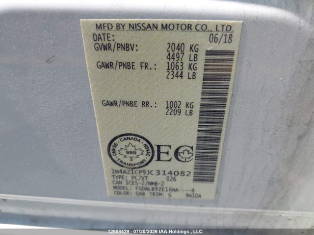 Nissan Leaf S/sl/sv 2018 1N4AZ1CP9JC314082 Image 18