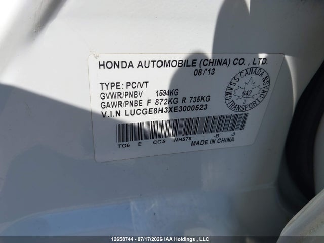 Honda Fit Dx-a 2014 LUCGE8H3XE3000523 Image 9
