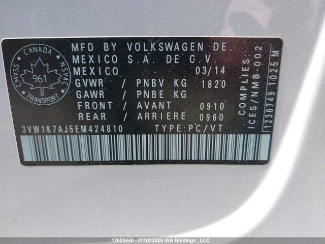 Aukcja sprzedaży 2014 Volkswagen Jetta 2.0l Trendline/2.0l Trendline+, vin: 3VW1K7AJ5EM424810, numer aukcji: 12659440