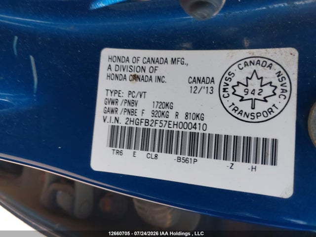 Honda CIVIC EX 2014 2HGFB2F57EH000410 Image 18