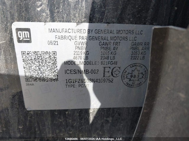 Aukcja sprzedaży 2022 Chevrolet Bolt Euv Premier, vin: 1G1FZ6S08N4109752, numer aukcji: 12666486