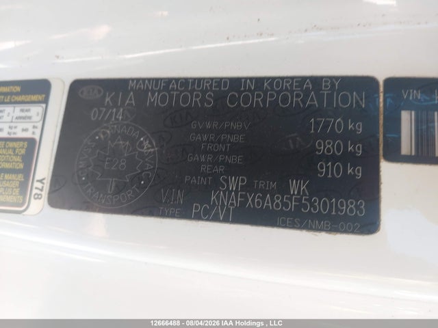 12666488 :رقم المزاد ، KNAFX6A85F5301983 vin ، 2015 Kia Forte Koup مزاد بيع