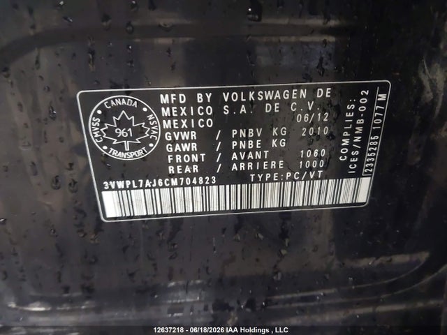 Aukcja sprzedaży 2012 Volkswagen Golf 2.0 Tdi Comfortline/2.0 Tdi Highline, vin: 3VWPL7AJ6CM704823, numer aukcji: 12637218