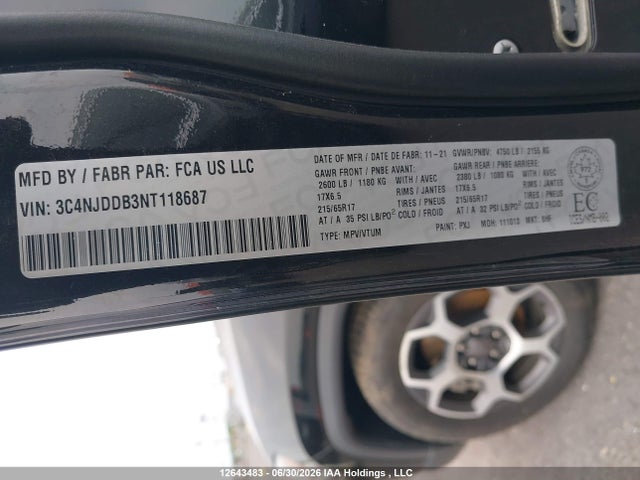 Продажа на аукционе авто 2022 Jeep Compass Trailhawk, vin: 3C4NJDDB3NT118687, номер лота: 12643483