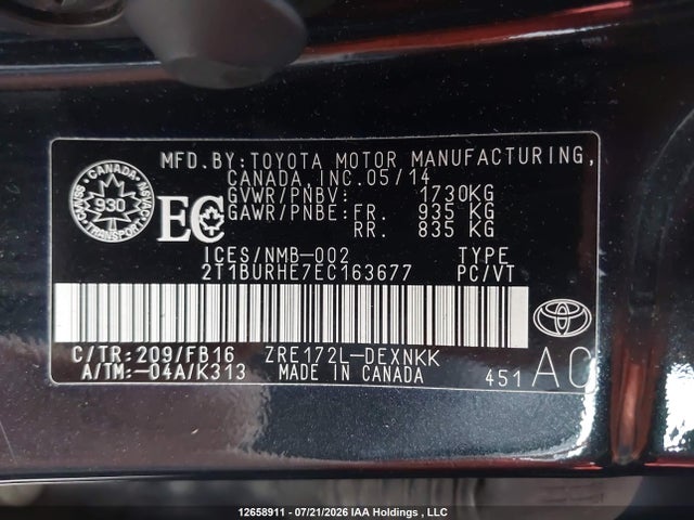 Toyota COROLLA LE 2014 2T1BURHE7EC163677 Image 18