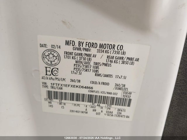 Ford F-150 Xl 2014 1FTFX1EFXEKD64866 Image 17