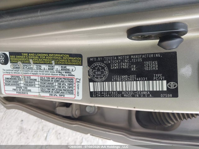 Продаж на аукціоні авто 2006 Toyota Camry Le/se, vin: 4T1BE32K56U148331, номер лоту: 12650385