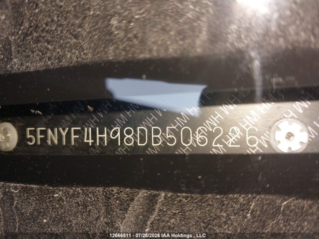 2013 Honda Pilot Touring მანქანა იყიდება აუქციონზე, vin: 5FNYF4H98DB506226, აუქციონის ნომერი: 12666511