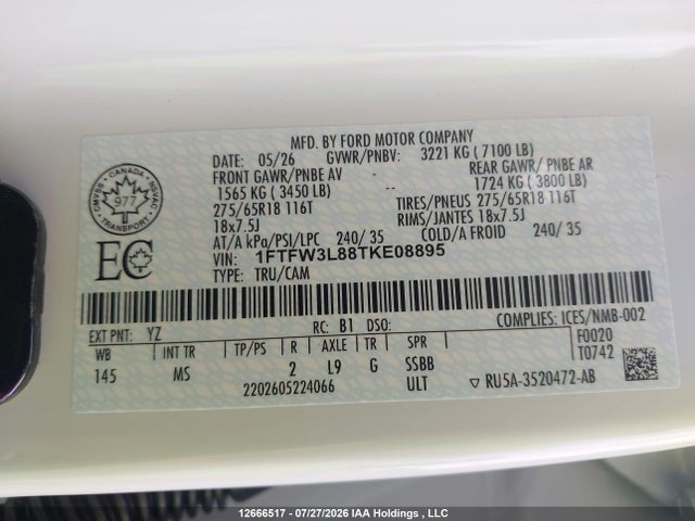 Ford F150 Xlt 2026 1FTFW3L88TKE08895 Image 9