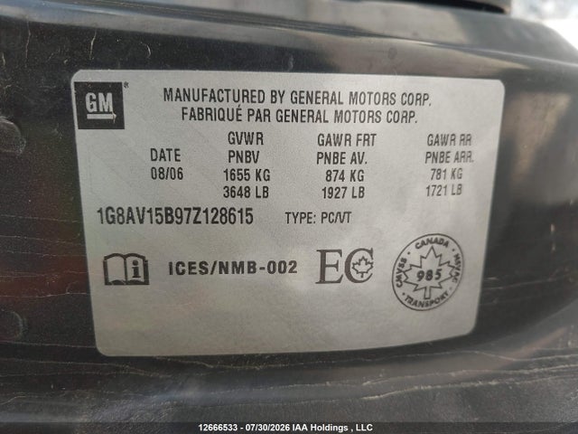 Aukcja sprzedaży 2007 Saturn Ion Level 3, vin: 1G8AV15B97Z128615, numer aukcji: 12666533