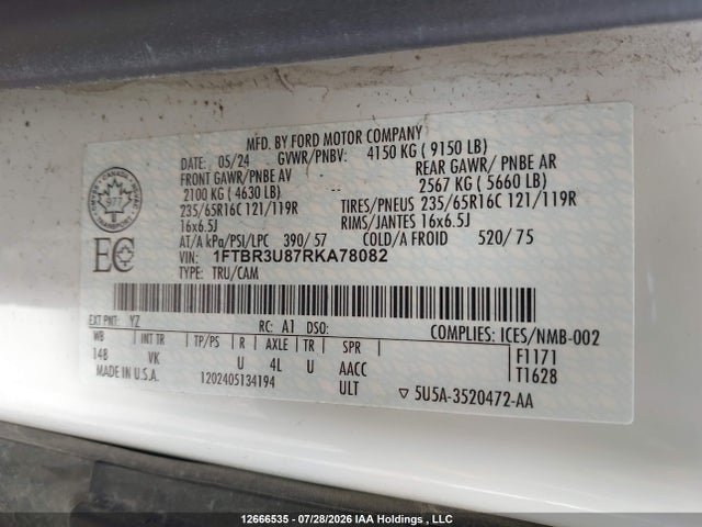 Ford Transit T-250 2024 1FTBR3U87RKA78082 Image 9