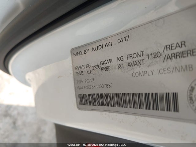 Продаж на аукціоні авто 2018 Audi A5 2.0t Technik, vin: WAUFNCF5XJA007837, номер лоту: 12666581