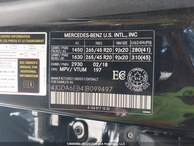 12666593 :رقم المزاد ، 4JGDA6EB4JB099497 vin ، 2018 Mercedes-benz Amg Gle 43 4matic مزاد بيع