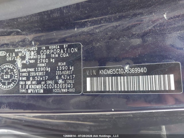 12666614 :رقم المزاد ، KNDMB5C10J6369940 vin ، 2018 Kia Sedona Lx مزاد بيع