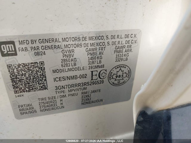 Aukcja sprzedaży 2024 Chevrolet Equinox 3rs, vin: 3GN7DRRR3RS296539, numer aukcji: 12666620