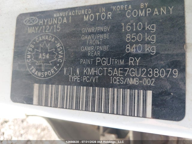 Aukcja sprzedaży 2016 Hyundai Accent Gl, vin: KMHCT5AE7GU238079, numer aukcji: 12666630