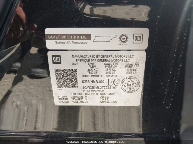 Продаж на аукціоні авто 2026 Cadillac Vistiq Luxury Awd, vin: 1GYC3KML2TZ713190, номер лоту: 12666633