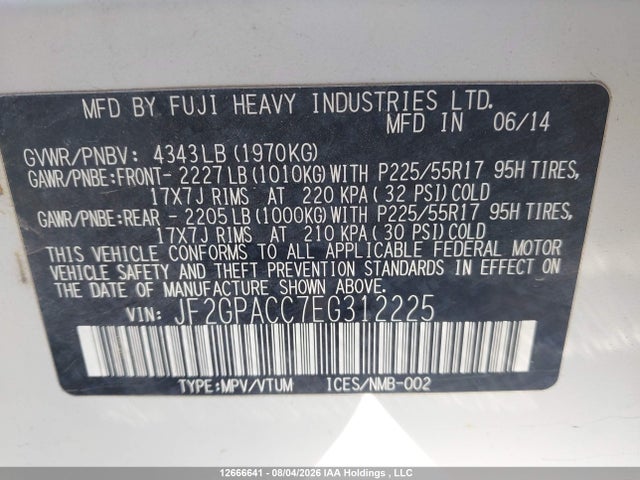 Auction sale of the 2014 Subaru Xv Crosstrek Sport Package, vin: JF2GPACC7EG312225, lot number: 12666641