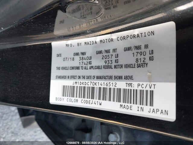 Продажа на аукционе авто 2019 Mazda Cx-3 Gs, vin: JM1DKDC70K1416512, номер лота: 12666678