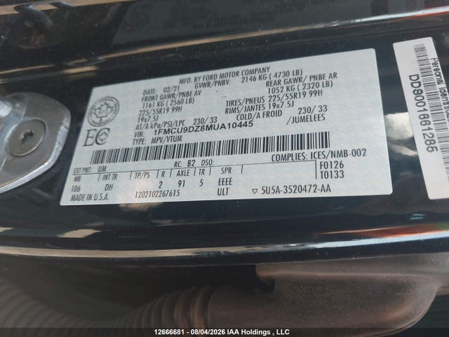 Ford Escape Titanium 2021 1FMCU9DZ8MUA10445 Image 19