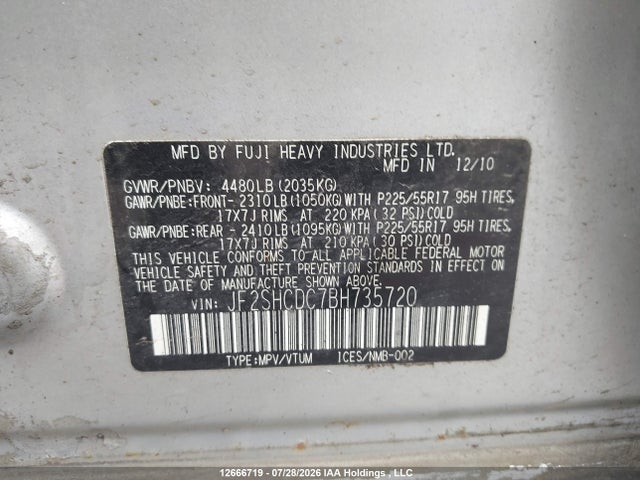 Продаж на аукціоні авто 2011 Subaru Forester 2.5x Premium, vin: JF2SHCDC7BH735720, номер лоту: 12666719