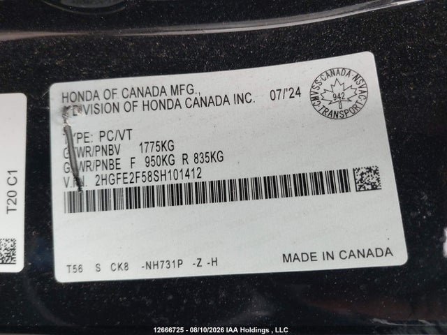 2HGFE2F58SH101412 Honda Civic Sport