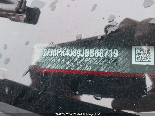 2018 Ford Edge Sel მანქანა იყიდება აუქციონზე, vin: 2FMPK4J89JBB68719, აუქციონის ნომერი: 12666737