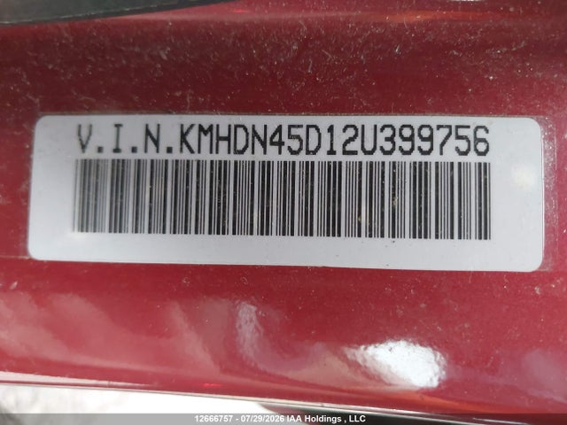 Продажа на аукционе авто 2002 Hyundai Elantra, vin: KMHDN45D12U399756, номер лота: 12666757