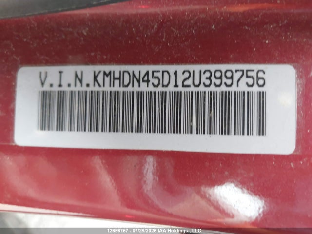 Продаж на аукціоні авто 2002 Hyundai Elantra, vin: KMHDN45D12U399756, номер лоту: 12666757