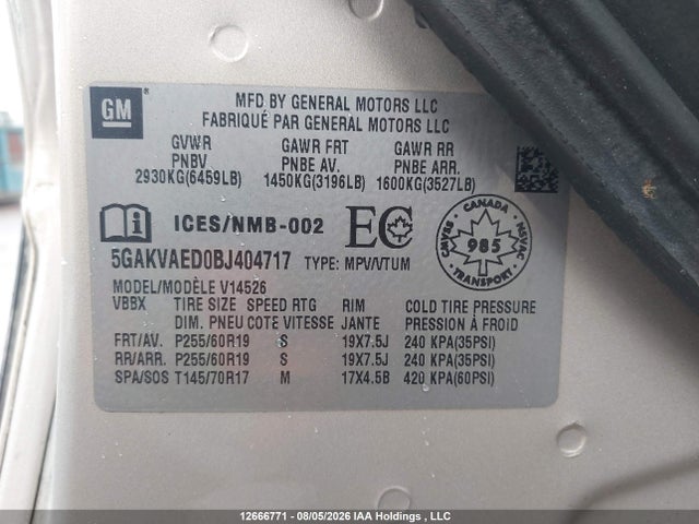 Продаж на аукціоні авто 2011 Buick Enclave, vin: 5GAKVAED0BJ404717, номер лоту: 12666771