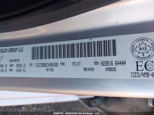 Aukcja sprzedaży 2012 Chrysler 200 Touring, vin: 1C3CCBBB9CN202426, numer aukcji: 12666785