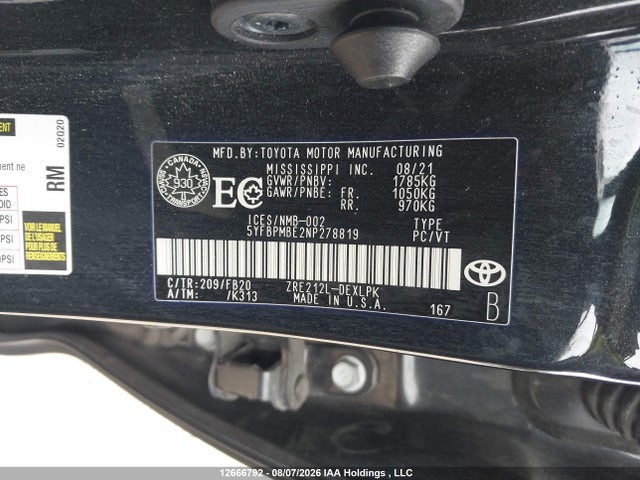Toyota COROLLA LE 2022 5YFBPMBE2NP278819 Image 9