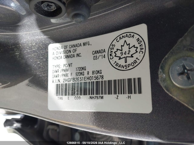 Honda Civic Ex 4dr 2014 2HGFB2E51EH015678 Image 9