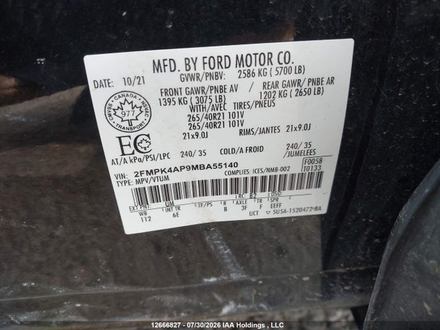 Ford EDGE ST 2021 2FMPK4AP9MBA55140 Image 9