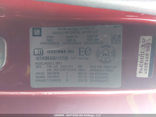 1GTH5BEA9G1137329 GMC Canyon 2wd