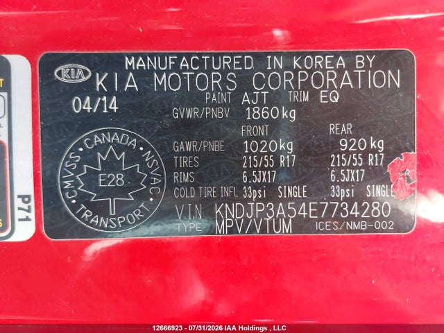 Продажа на аукционе авто 2014 Kia Soul +, vin: KNDJP3A54E7734280, номер лота: 12666923