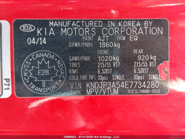 Продажа на аукционе авто 2014 Kia Soul +, vin: KNDJP3A54E7734280, номер лота: 12666923
