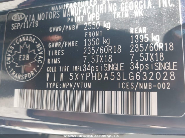 KIA Sorento Ex/s 2020 5XYPHDA53LG632028 Image 9