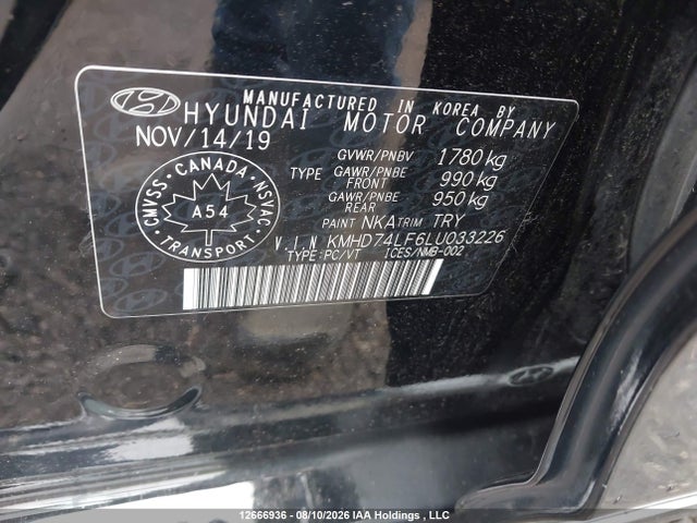 Hyundai Elantra 2020 KMHD74LF6LU033226 Image 9