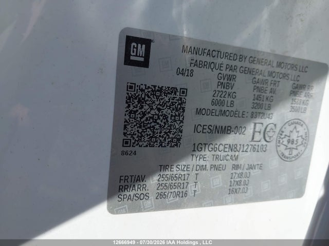 1GTG6CEN8J1276103 GMC Canyon All Terrain W/cloth